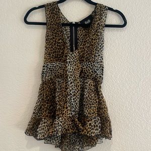 D&G Dolce & Gabbana Animal Leopard Print Silk Top